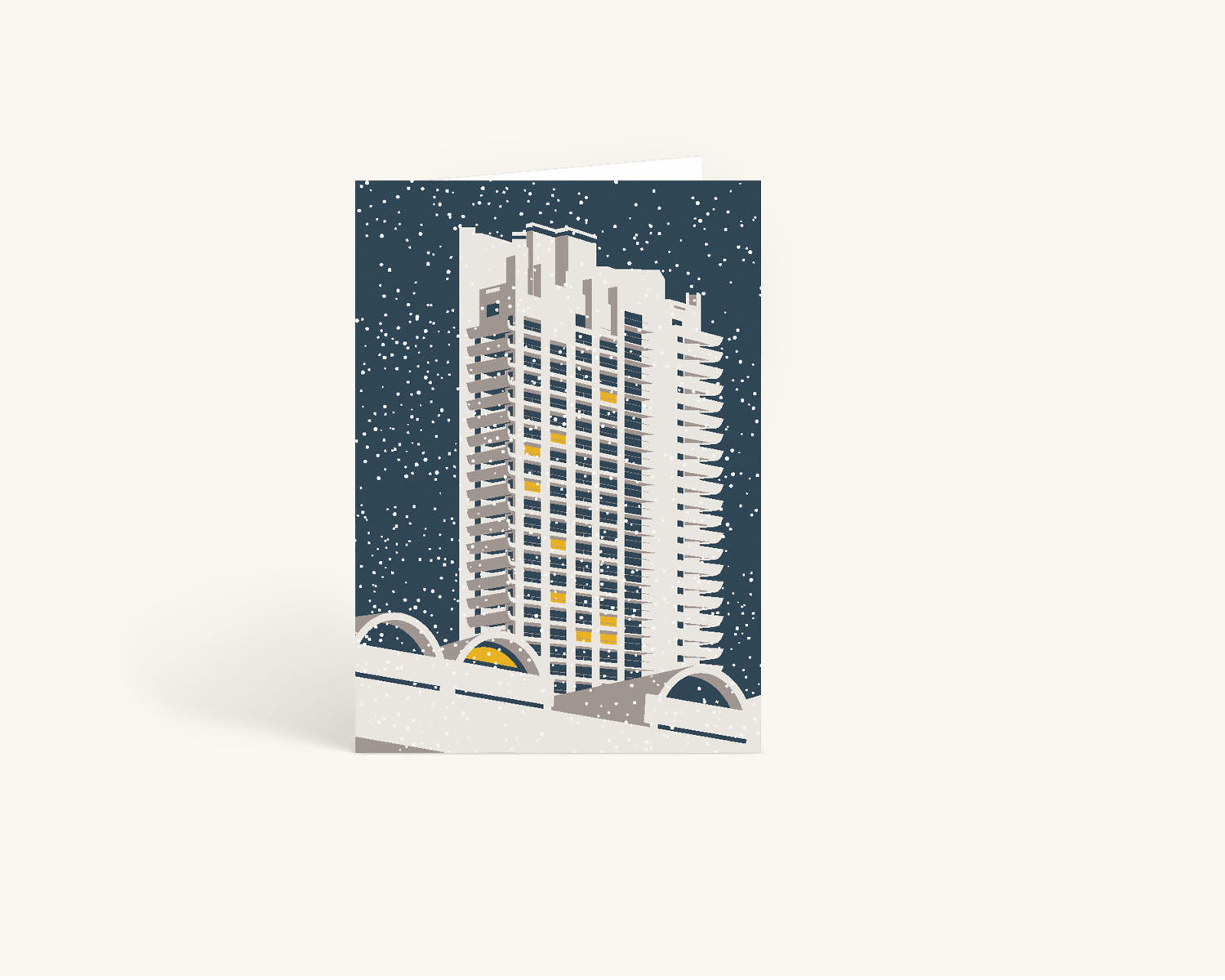 Barbican Estate Modernist Winter Card — Tower